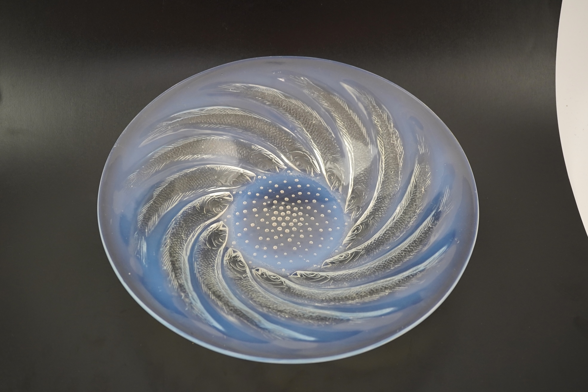 René Lalique: A 'Poissons' opalescent glass shallow bowl